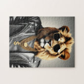Cooles Tier mit Sonnenbrille und Lederjacke Puzzle (Horizontal)