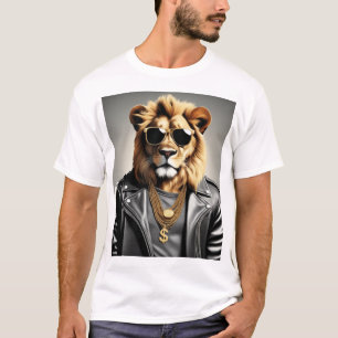 Cooles Tier mit Sonnenbrille und Lederjacke T-Shirt