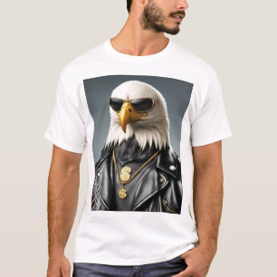 Cooles Tier mit Sonnenbrille und Lederjacke T-Shirt
