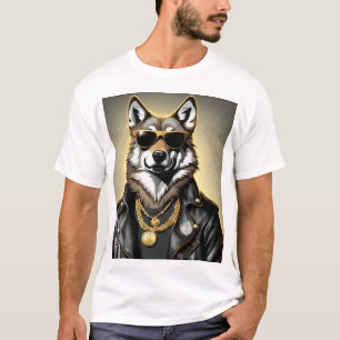 Cooles Tier mit Sonnenbrille und Lederjacke T-Shirt