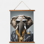 Cooles Tier mit Sonnenbrille und Lederjacke Wandteppich Mit Holzrahmen (Vorderseite 2)
