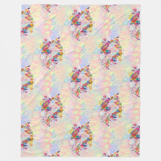 Cooles Tiermuster - Blume Power Einhorn 1 Fleecedecke (Vorderseite)