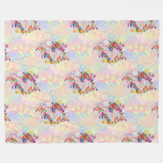 Cooles Tiermuster - Blume Power Einhorn 1 Fleecedecke (Vorderseite (Horizontal))