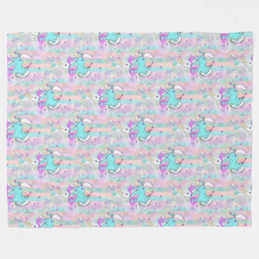 Cooles Tiermuster - Comic Einhorn 1 Fleecedecke (Vorderseite (Horizontal))