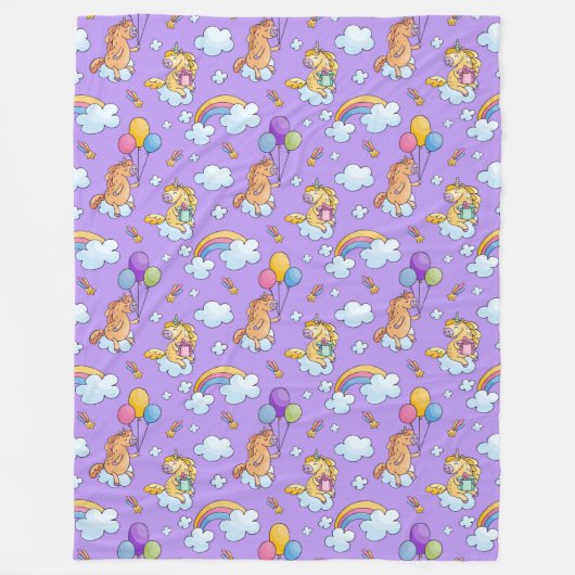 Cooles Tiermuster - Comic Einhorn 2 Fleecedecke (Vorderseite)