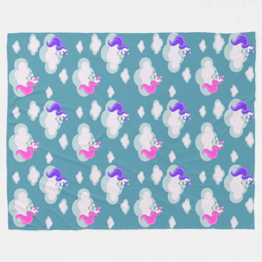 Cooles Tiermuster - Comic Einhorn 3 Fleecedecke (Vorderseite (Horizontal))