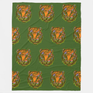 Cooles Tiermuster - Tiger Head 1 Fleecedecke