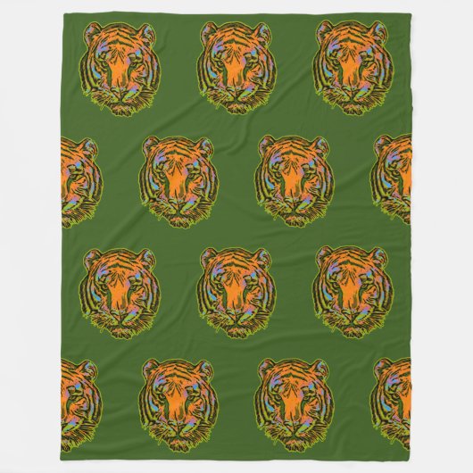 Cooles Tiermuster - Tiger Head 1 Fleecedecke (Vorderseite)