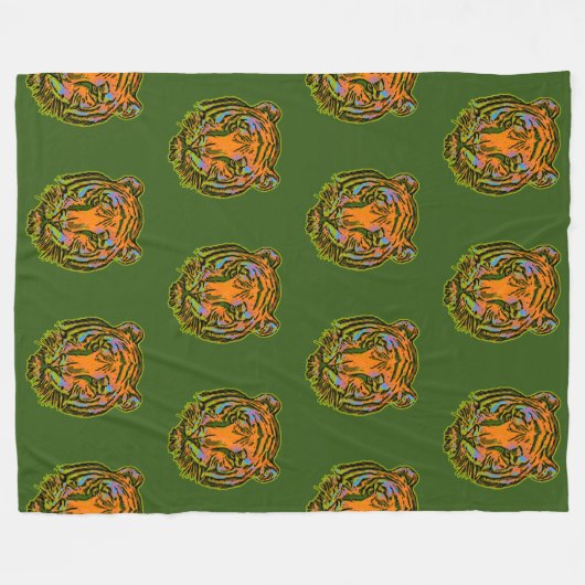 Cooles Tiermuster - Tiger Head 1 Fleecedecke (Vorderseite (Horizontal))