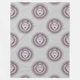 Cooles Tiermuster - Wolf Head Mandala 1 Fleecedecke