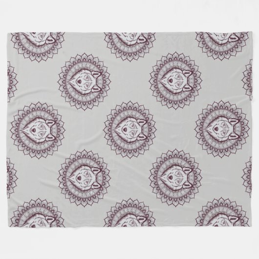 Cooles Tiermuster - Wolf Head Mandala 1 Fleecedecke (Vorderseite (Horizontal))