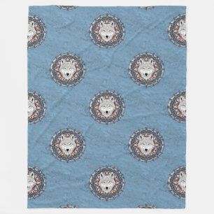 Cooles Tiermuster - Wolf Head Mandala 2 Fleecedecke