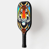 Cooles Tiger-Gesicht Abstrakte Kunst Pickleball Schläger (Links)