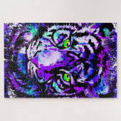 Cooles Tigerpuzzle - Puzzle Zeichnend Blauer Tiger (Horizontal)