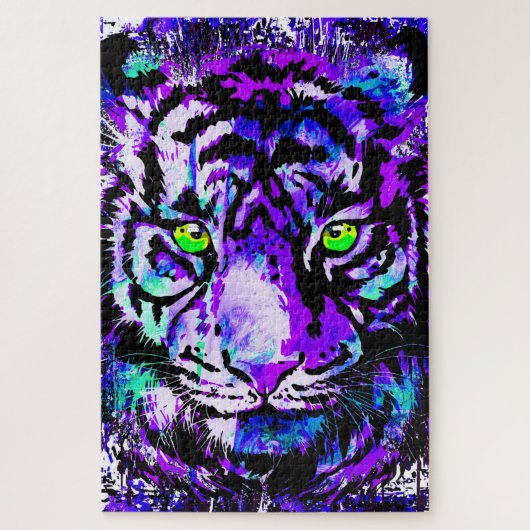 Cooles Tigerpuzzle - Puzzle Zeichnend Blauer Tiger (Vertikal)