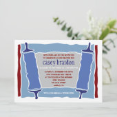 COOLES TORAH Themed Bar Bat Mitzvah Einladung (Stehend Vorderseite)