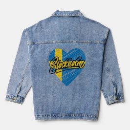 Cooles traditionelles Stockholm - Schweden - Flagg Jeansjacke