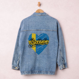 Cooles traditionelles Stockholm - Schweden - Flagg Jeansjacke