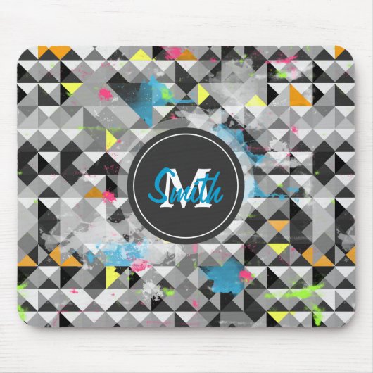 Cooles trendgeometrisches Monogramm-Dreiecksmuster Mousepad (Vorne)