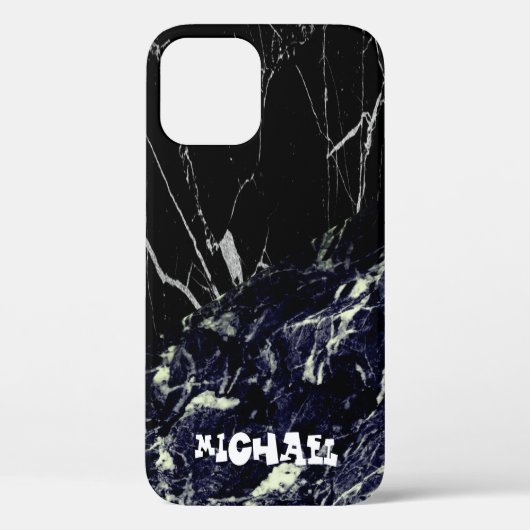 Cooles Trendy Black Blue Marble Case-Mate iPhone C Hülle (Rückseite)