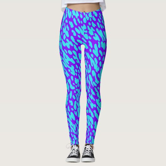 Cooles trendy Blue Lila Animal Print Spot Muster Leggings (Vorderseite)