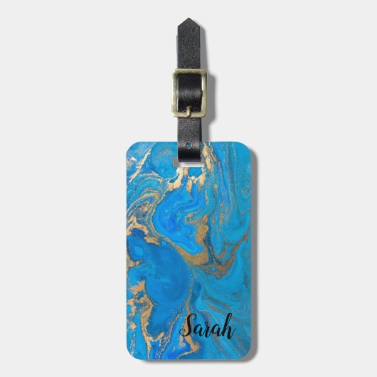 Cooles trendy Blue Marble Gepäckanhänger (Vorderseite vertikal)