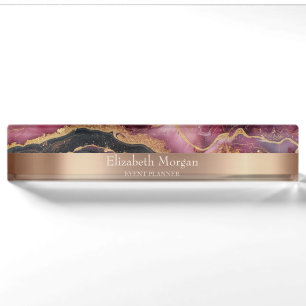 Cooles trendy Burgundy Black Gold Marmor Namensplakette