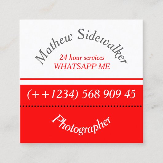 Cooles Trendy Red and White Cubic Quadratische Visitenkarte (Vorderseite)