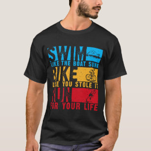 Cooles Triathlon-Design für Männer Frauen schwimme T-Shirt