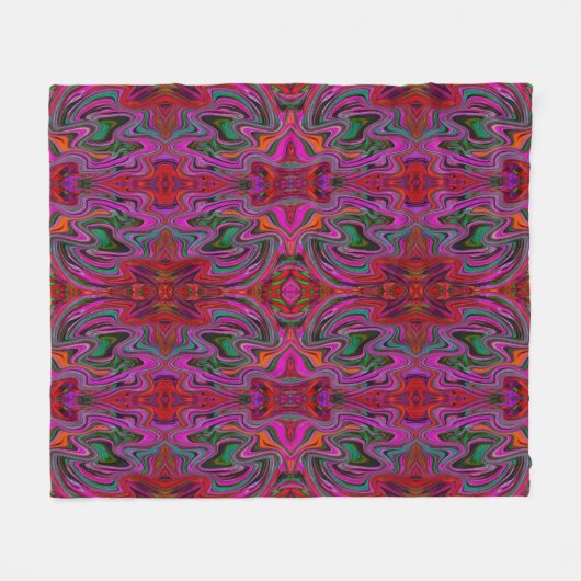 Cooles Trippy-Magenta, Rot- und Grünes Wavy-Muster Fleecedecke (Vorderseite (Horizontal))