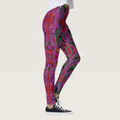 Cooles Trippy-Magenta, Rot- und Grünes Wavy-Muster Leggings (Rechts)