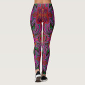 Cooles Trippy-Magenta, Rot- und Grünes Wavy-Muster Leggings (Rückseite)