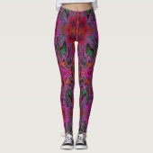 Cooles Trippy-Magenta, Rot- und Grünes Wavy-Muster Leggings (Vorderseite)