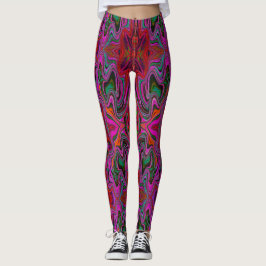 Cooles Trippy-Magenta, Rot- und Grünes Wavy-Muster Leggings