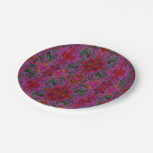Cooles Trippy-Magenta, Rot- und Grünes Wavy-Muster Pappteller (Schrägansicht)