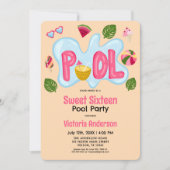 Cooles Tropical Summer Pool Party Sweet 16 Einladung (Vorderseite)