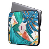 Cooles tropisches Muster mit Monogramm Laptop-Sieb Laptopschutzhülle (Vorderseite Links)