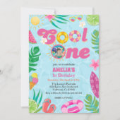 Cooles tropisches Schwimmbad Sommer 1. Geburtstag Einladung (Vorderseite)