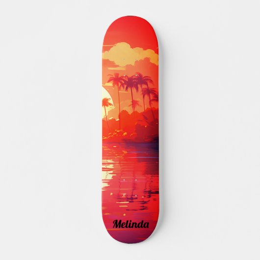 Cooles tropisches Sonnenuntergang Skateboard (Vorne)