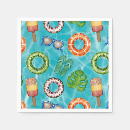 Cooles Turqouise Pool Party Serviette (Vorderseite)