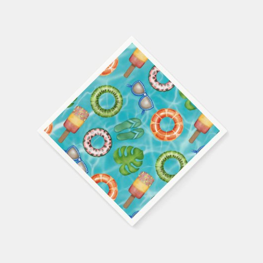 Cooles Turqouise Pool Party Serviette (Ecke)