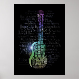 Cooles Ukulele History Word Cloud Poster! Poster