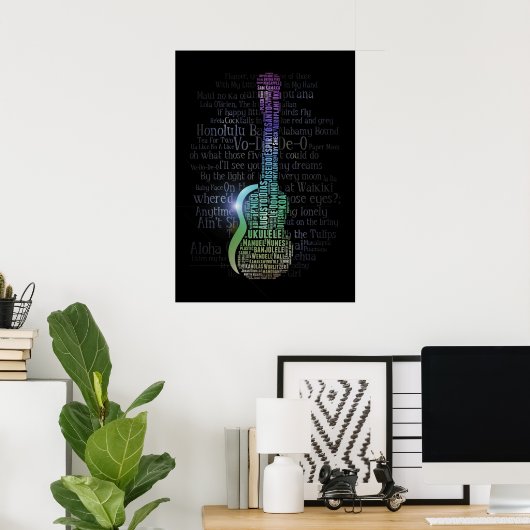 Cooles Ukulele History Word Cloud Poster! Poster (Heimbüro)