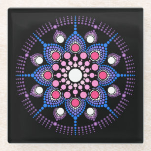 Cooles und buntes Mandala-Muster Glasuntersetzer