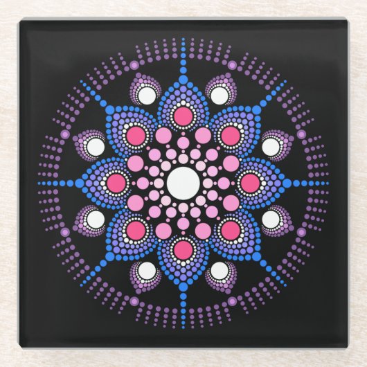 Cooles und buntes Mandala-Muster Glasuntersetzer (Vorderseite)