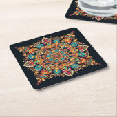 Cooles und buntes Mandala-Muster Rechteckiger Pappuntersetzer (angewinkelt)
