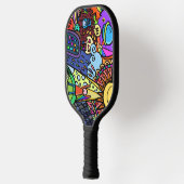 Cooles und farbiges Comic Graffiti Pickleball Schläger (Links)