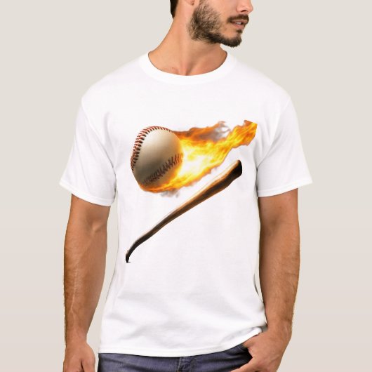 Cooles und flammendes Baseballkonzept T-Shirt (Vorderseite)