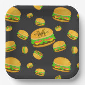 Cooles und lustiges Hammermuster Monogram Pappteller (Vorderseite)