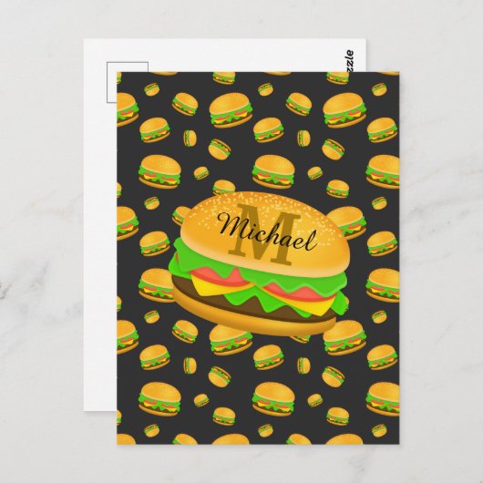 Cooles und lustiges Hammermuster Monogram Postkarte (Vorne/Hinten)